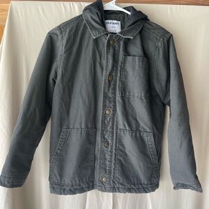Old Navy Kids Gray Utility Jacket Cotton Blend Relaxed Fit